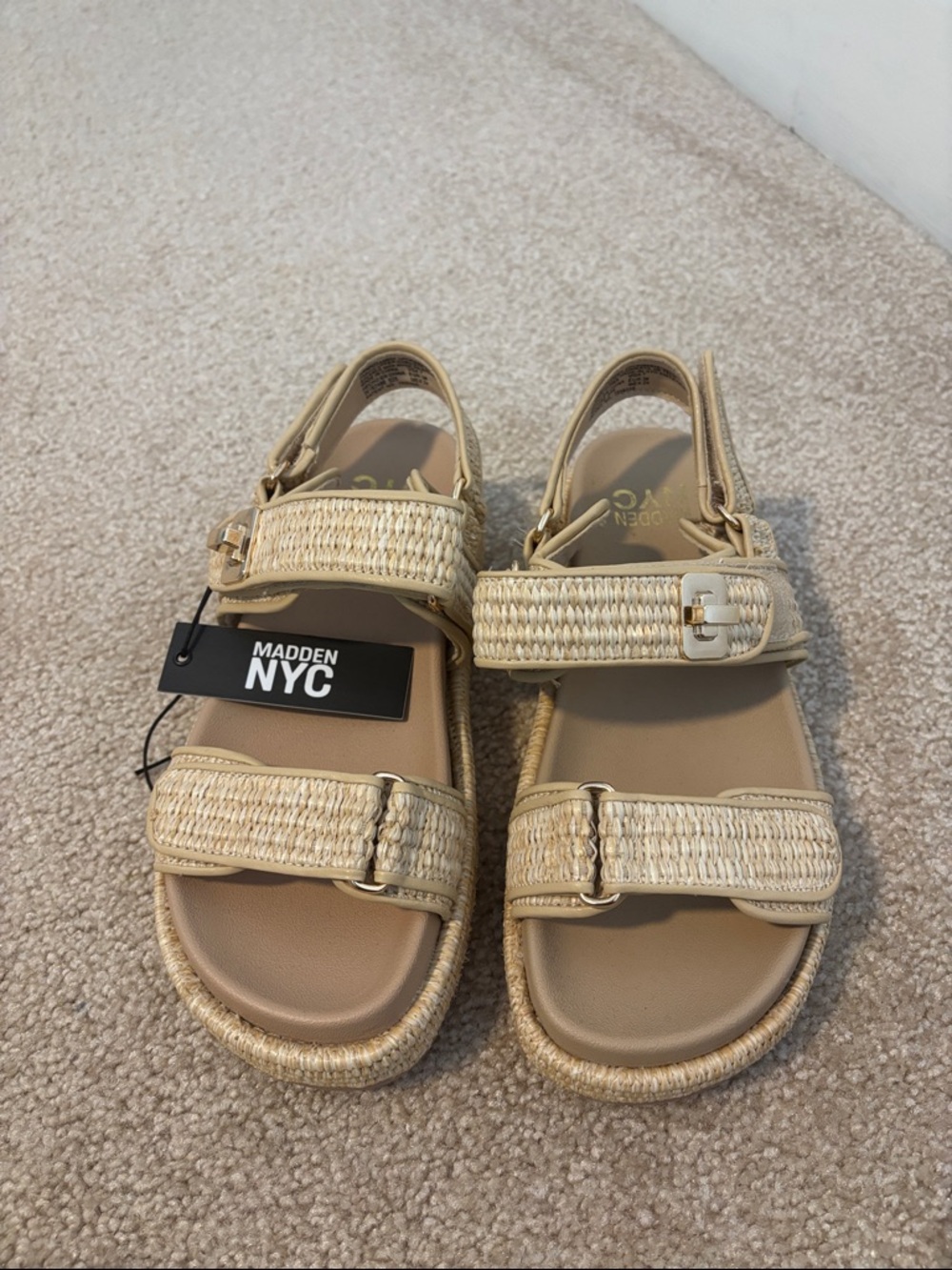 NWT Madden NYC Women's Natural Braided Strap Sandals